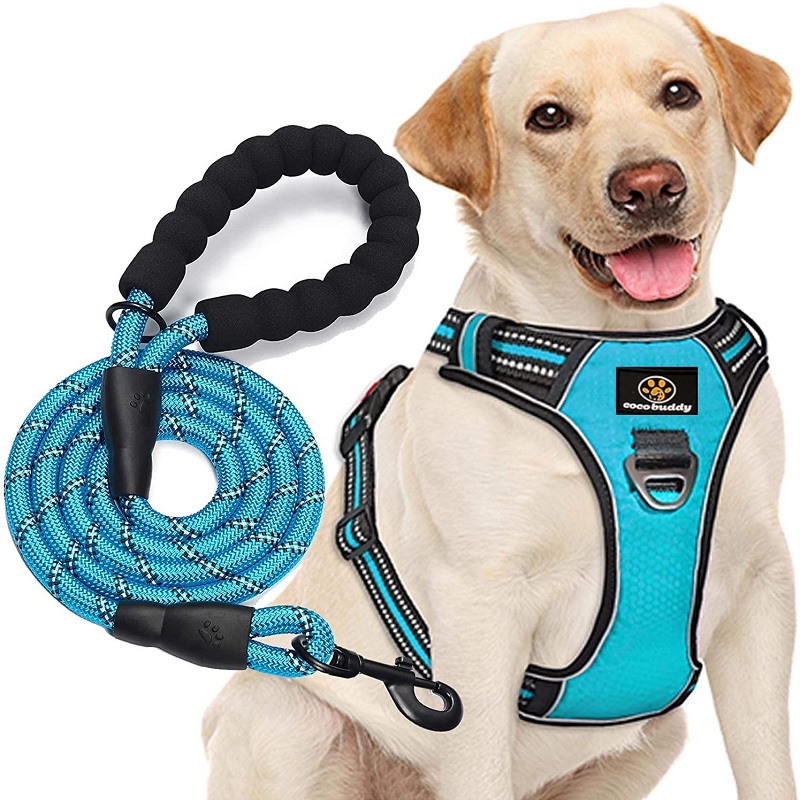 Chaleco de perro personalizado Reflective Nylon Hebilla grande Arnés de perro reversible con correa
